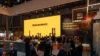 Jungheinrich Messestand, gelbe Leinwand