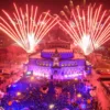 Semper Openair Ball, Feuerwerk, rote Beleuchtung